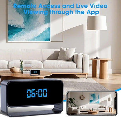LIBREFLY Full HD 1080P WiFi Hidden Camera Clock – Wireless Spy Camera – Mini Nanny Cam for Home Security - Night Vision