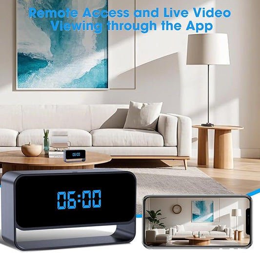LIBREFLY Full HD 1080P WiFi Hidden Camera Clock – Wireless Spy Camera – Mini Nanny Cam for Home Security - Night Vision