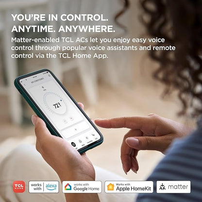 TCL 8000 BTU Smart Window Air Conditioner, Best Compact Quiet Energy Efficient AC Unit, Fan & Dehumidifier, Rooms Up To 350 Sq. Ft., Remote Control, Works with Alexa, Google Assistant & TCL Home App