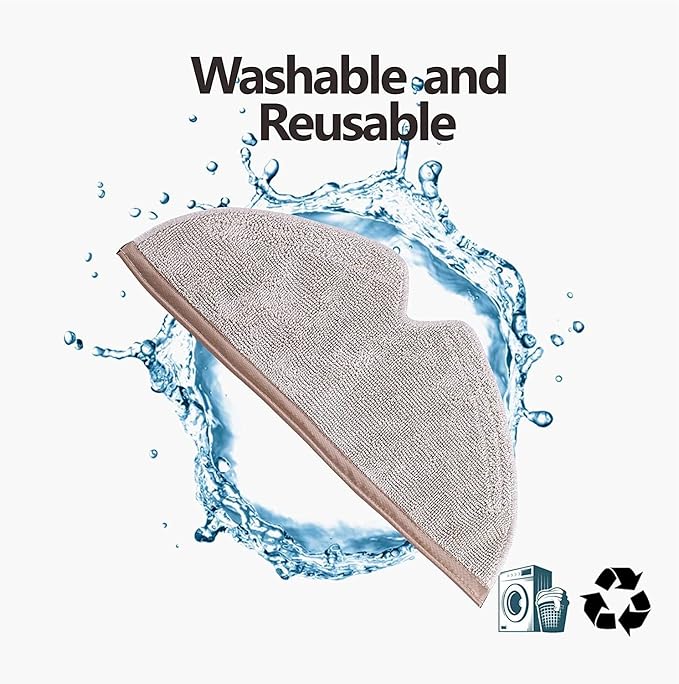 Mop Pad Replacement Compatible With Roborock Q5 Pro/Q5 Pro+/Q5/Q7/Q7 Max/S5/S5 MAX/S6/S6 MAXV/S6 Pure/E-Series Q8 Max/Q8 Max+ Robot Vacuum Cleaner, 6 Pcs Reusable Mop Pad