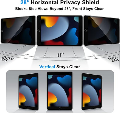 Privacy Screen Protector for iPad 9th Generation 10.2 Inch 2022, Private Tempered Glass Film for iPad 8th/7th Gen 10.2", Touch Sensitive, Anti-Fingerprint, Case Friendly, 1 Pack
