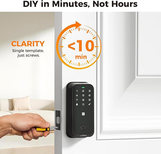 Apple Home Key Smart Lock for Front Door, HomeKit Compatible Fingerprint Keypad Deadbolt with Built-in WiFi, Remote App Access, Auto Lock, Alexa Compatible, Matte Black