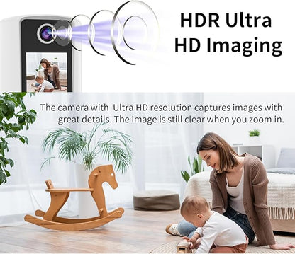 EVERSECU 2 Way Video Baby Camera with 2.4" HD Screen&Warm Nightlight, One-Button Video Call, 2K HD Resolution, Pan/Tilt/Zoom, Human Detection&Auto Tracking, Work with Alexa, SD Card&Cloud Storage