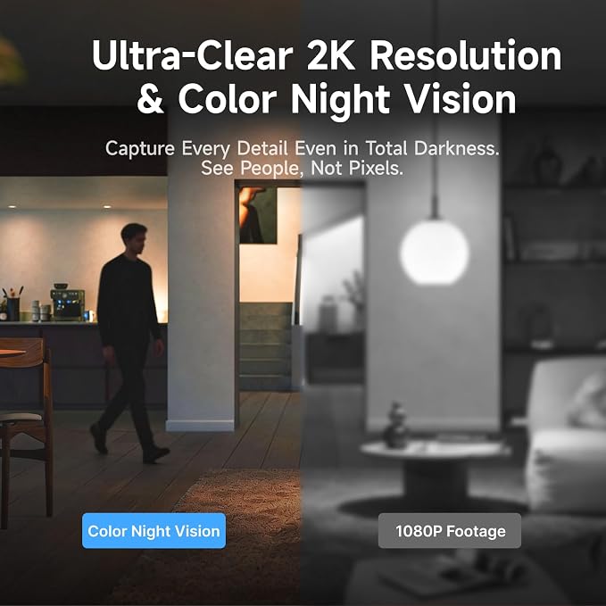 VSTARCAM 2K Dual Lens Security Camera Indoor, Free Cloud & 64GB SD Storage, No-Drill Ceiling Mount, 360° PTZ & Wide Angle, WiFi 6 2.4/5G, Color Night Vision, Motion Alerts