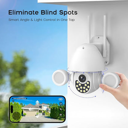 Camera Security Outdoor Wireless 2K Cameras for Home Security 2-Way Audio Color Night Vision Home Security Camera Human Auto Tracking with Solar Panel Battery Powered SD/Cloud Storage(T22)