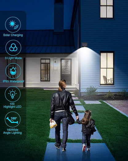 12 Pack Solar Lights Outdoor, 3 Modes/100LED Wireless IP65 Waterproof Solar Motion Lights Outdoor for Front Door, Backyard, Garage, Deck