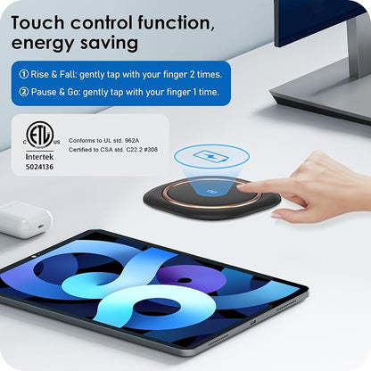 ANNQUAN 3.15" Motorized Pop Up Outlet Wireless Charger 20W USB Black 3FT | Pop Up Countertop Receptacle Max 20W Power Delivery Pop Up Electrical Outlet with 4 Outlets 4 USB Ports Home Office Kitchen