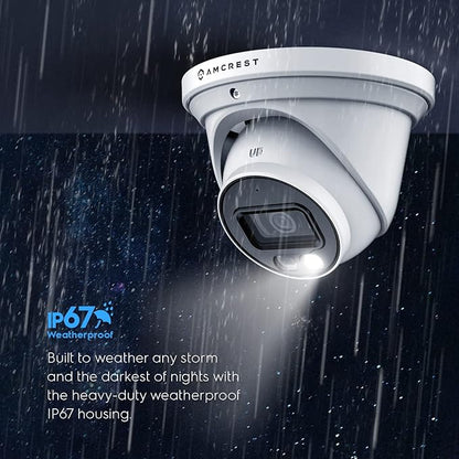 Amcrest Refurbished 4K (8MP) IP PoE AI Camera, 49ft Nightcolor, Security Outdoor Turret Camera, Human Detection, Active Deterrent, 4K@15fps REP-IP8M-2779EW-AI (White) (Renewed)