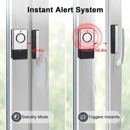 120DB Door Window Alarms for Kids Toddler Safety & Home Anti Intrusion, Entry Alert Chime Triggered When Opened for Store Household Apartment, 6 Pack Silver Gray