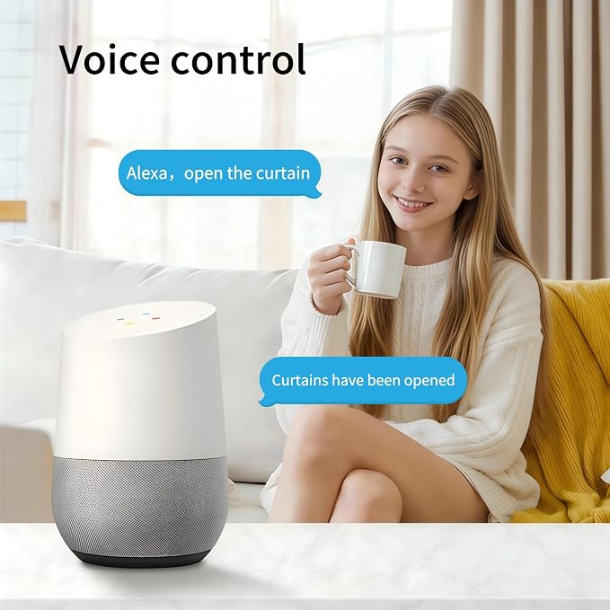 Zigbee Motor for Smart Curtain Track System, No Wiring Required, Automatic Ceiling Curtain Opener, Motorized Curtains with App, Voice, Remote Control, Compatible with Alexa,Google and Siri