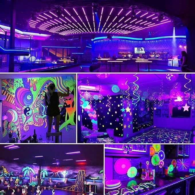 2 Pack LED 42W Black Lights, Blacklight Bars with Plug+Switch+6ft Cord, Light Up 24x24ftx4, Blacklight for Glow Party, Fluorescent Poster, Body Paint, Halloween Decorations, Bedroom, Stage