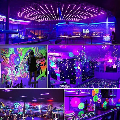 2 Pack LED 42W Black Lights, Blacklight Bars with Plug+Switch+6ft Cord, Light Up 24x24ftx4, Blacklight for Glow Party, Fluorescent Poster, Body Paint, Halloween Decorations, Bedroom, Stage
