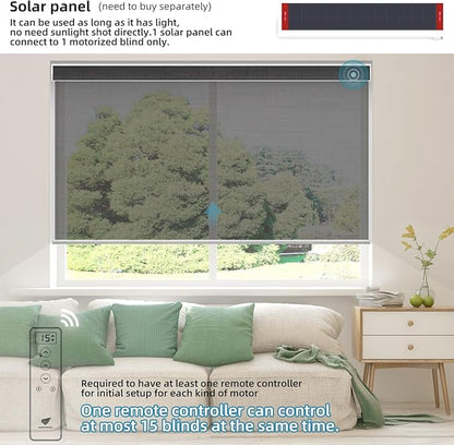 SmartWings Motorized Light Filtering Roller Shades 60% Blackout Work with Matter Homekit Alexa Z-Wave ZigBee SmartThings Google, Cordless with Remote Control, Twilight Shadow