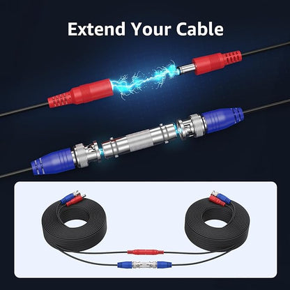 ANNKE 4 Pack 30M/100ft All-in-One Video Power Cables, BNC Extension Surveillance Camera Cables for CCTV Security DVR System Installation, Free 8 x BNC Connectors and 100pcs Cable Clips Included