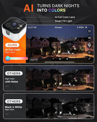 2K Window Camera with 32GB SD Card, AI Night Vision 5G/2.4G WiFi Window Camera for Home Security, AI Window Anti-Glare & Motion Detection & APP 20+ Siren, Two-Way Audio Talk - 1 Pack