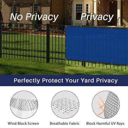 Windscreen4less Privacy Fence Screen Heavy Duty Windscreen Fencing Mesh Fabric Shade Net Cover with Brass Grommtes for Outdoor Wall Garden Yard Pool Deck, 6'x276' Blue