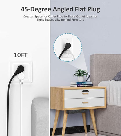 Under Desk Power Strip with 3M Adhesive, Removable Under Desktop Mount Plug with 30W Fast Charging USB C and USB A Ports, 4 Outlet Under Table Surge Protector 1200J, 10FT Extension Cord. (Black)
