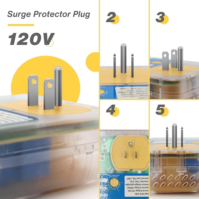 [ETL Listed] BSEED Surge Protector, Surge Protector Outlet for Home Appliances, Power Surge Protector Suit for Refrigerator, TV, Computer and Freezer, Adjustable Voltage Regulator, 120V,1800W, 2 Pack