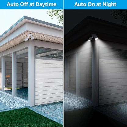 LEONLITE 3CCT Dusk to Dawn LED Security Lights, Adjustable Dual-Head Flood Light Outdoor with Photocell, 3000K/4000K/5000K Selectable, 25W(200W Equiv.), Wet Location, Aluminum, ETL Listed, White