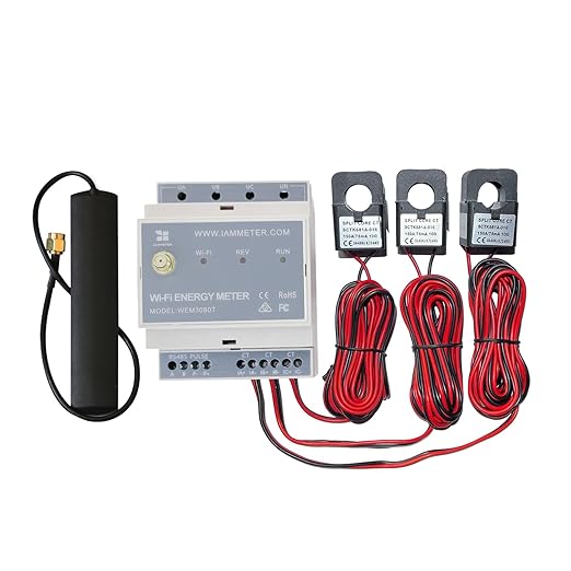 Bi-Directional,Din Rail,Monitor Solar PV,Power Usage Monitor,Home-Assistant,Modbus TCP/RTU, Three Phase Energy Meter, Net Energy metering, WiFi,Split Phase,150A,WEM3080T,CE,FCC,UL