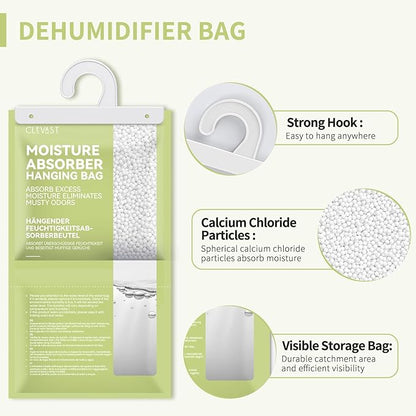 CLEVAST Moisture Absorbers Packets - 15.2 OZ, 6 Pack Large Dehumidifier Bags for Closet, Hanging Humidity Absorber in Wardrobes, Bedrooms, Bathrooms - Jasmine Scented
