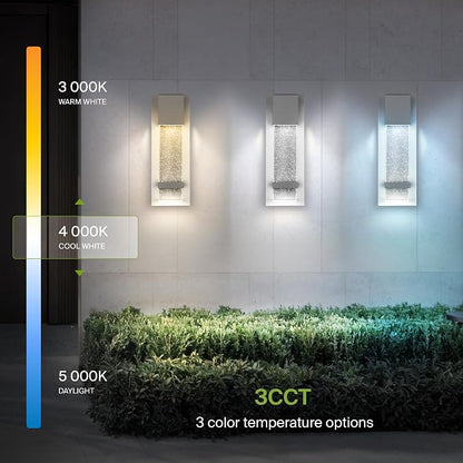 ASD LED 13" Bubble Glass Wall Light Fixture, Outdoor & Indoor Seeded Sconce | 3CCT, Waterproof, Dimmable, ETL Listed | 12W 500LM 3000-5000K 120V | Exterior Lantern, Porch Lighting | White, 4 Pack