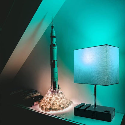 RGB Smart Table Lamp with Remote Control - Alexa Lamp for Bedroom with Voice & APP Control & Music Sync, Dimmable Nightstand Lamp with Charging Station for Living Room, Alexa Bulb Included