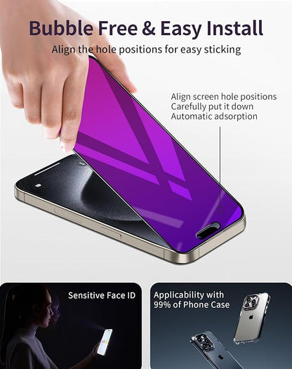 2 Pack for iPhone 14 Pro Max Privacy Screen Protector Tempered Glass for iPhone14ProMax 6.7inch Anti-Spy Private Glass Film Anti-Blue Light No Bubble Anti-Scratch Full Coverage Gradient Purple