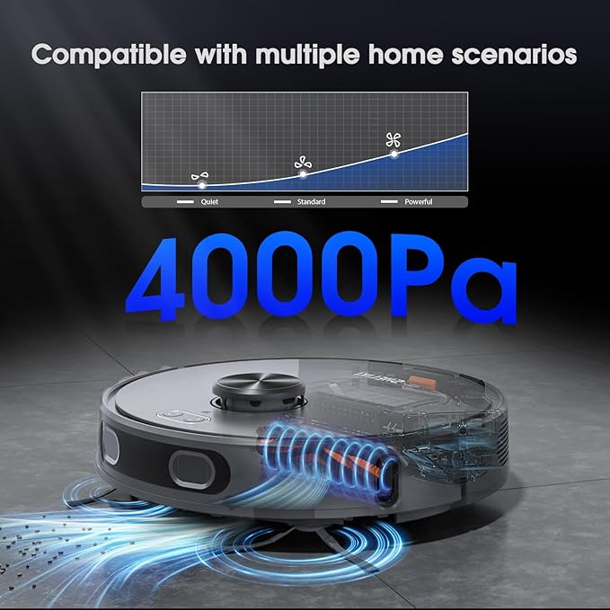 Robot Vacuum and Mop, Mapping Robotic Vacuums Cleaner with LiDAR Navigation Smart & Strong Suction, WiFi/App/Alexa/Voice Control, Obstacle Avoidance, for Home, Wood/Hard Floors, Pet Hair -Gray