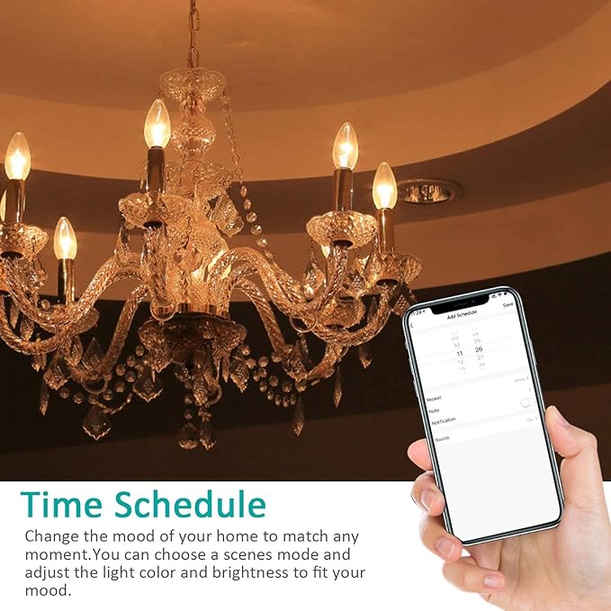 XODO Smart WiFi C37 E12 Dimmable Candelabra Light Bulb - 5W(30W Equivalent) LED LB4-2PK (4 Pack)