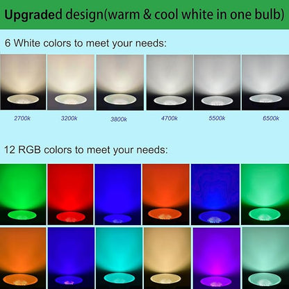 2 Packs Par38 LED Flood Light Bulbs with Remote Timing Function,30W=100W,E26 Color Changing Light Bulbs for Easter Christmas Party Home Garden Holiday Decoration