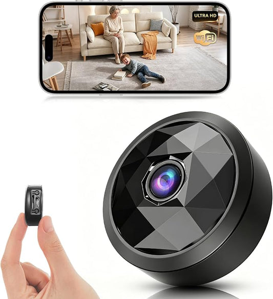 4K Indoor Mini WiFi Hidden Camera:with Motion Alerts&Night Vision(black)