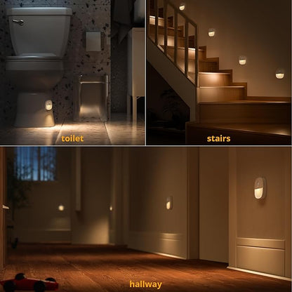 Lyridz Rechargeable Night Light, Motion Sensor Battery Nightlight, Mini Stick-on LED Closet Light, 1-20LM Dimmable Brightness for Bathroom, Bedroom, Kitchen, Washroom, Stairs, Hallway, 3-Pack