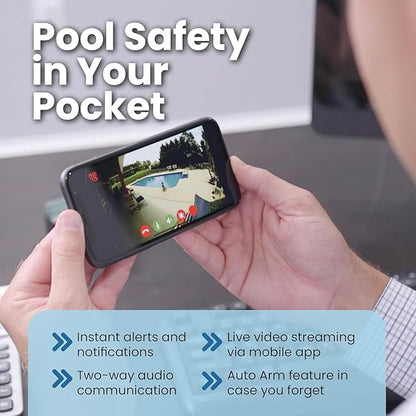 SwamCam Pool Alarm Wi-Fi Camera System – ASTM F2208 Certified – Smart Pool Safety for In-ground & Above-Ground Pools – Real-Time Alerts & Live View, Without Wi-Fi Repeater