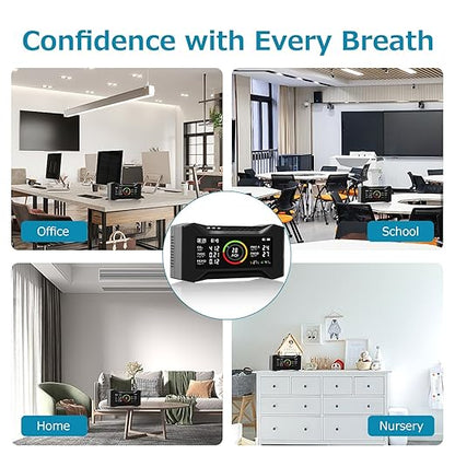 Air Quality Monitor Indoor, Simbow CF-20 8-in-1 CO2 Monitor Air Quality Tester for (PM2.5, PM10, CO2, VOC, Formaldehyde, Humidity, Temp) Air Quality Meter for Home