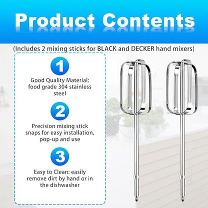 2pcs Hand Mixer Beaters Attachments Compatible with MX600B MX3200B MX1500W | Hand Mixer Beaters Attachments Compatible with MX Series Electric Hand Mixers for Cooking and Baking