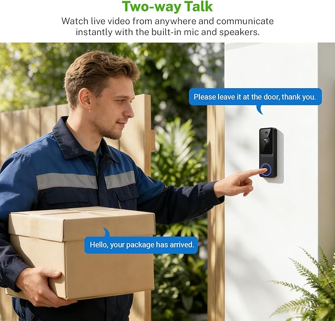 1080P Wireless Baby Monitor with AI Human Detection, Battery Powered, Two-Way Audio & Night Vision, 2.4G WiFi Smart Security Cam, Cloud Storage Ready