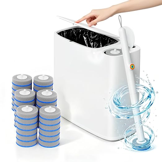 CTIME 3 in 1 Bathroom Trash can with toilert Brush,36 Refills
