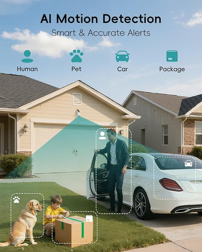 ZUMIMALL 2K Solar Security Cameras Wireless Outdoor, 360° PTZ Camera for Home Security with Color Night Vision, Flexible Mount, PIR Motion, 2-Way Talk, Free Cloud Storage, Compatible with Cloudedge
