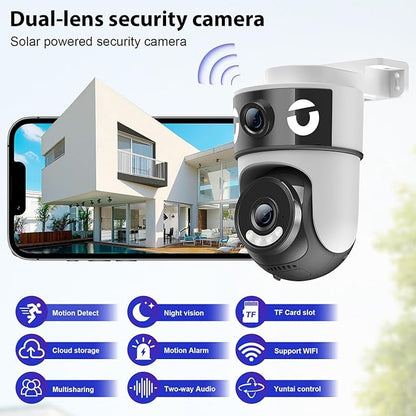 H4 Dual-Lens PTZ WiFi 1080P Home Security Camera, 24/7 Recording IP65 Waterproof Indoor&Outdoor Camera with Motion Detection, Two-Way Audio, Color Night Vision & Cloud Storage