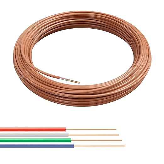 THE CIMPLE CO 18/4 Thermostat Wire 100 FT - Insulated Solid Copper Wiring for HVAC, Furnaces, Video Doorbells, Alarms, Lighting, Smart Thermostats - 18 Gauge, 4 Conductor - 100 Feet (30 Meters), Brown