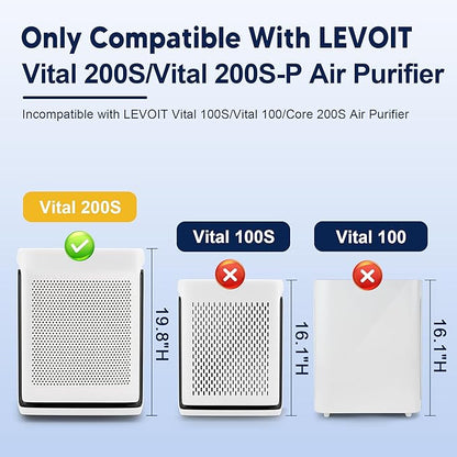 Vital 200S Pet Care Replacement Filter for LEVOIT Vital 200S and Vital 200S-P Air Purifier, High Efficiency Activated Carbon Filter, Vital 200S-RF-PA, 2 Pack, Yellow
