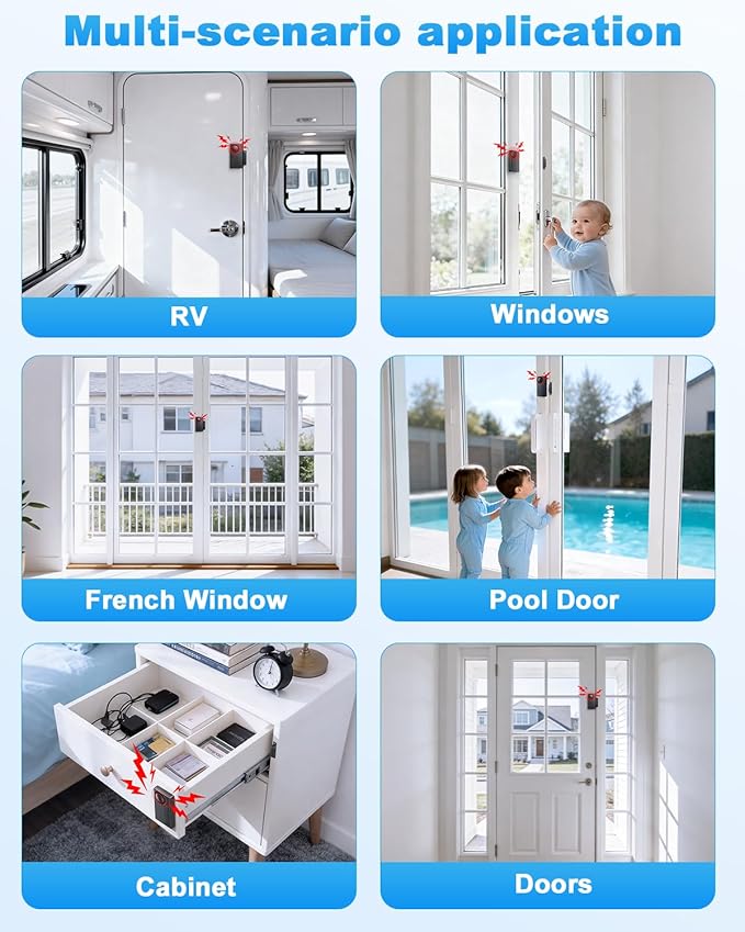 Wireless Door Alarm, 110dB Loud Door Chimes When Door Opens - Door Sensor Alarm with Remote, Battery Operated, for Home Security, Kids Safety, Dementia, Windows(2 Pack)