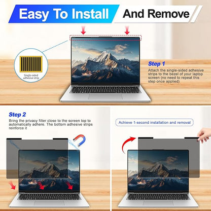 Magnetic Laptop Privacy Screen Filter 16 Inch for 16:10 Computer Monitor, Removable Anti Blue Light Privacy Shield, Anti-Glare Protector Compatible with Dell Hp Asus Lenovo