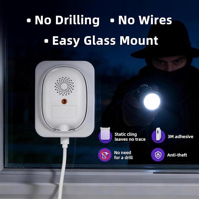 2.5K Window Security Camera for Home, Wireless No Drill Anti-Glare, Free AI Human/Vehicle/Pet Detection, Color Night Vision, 5000mAh Battery & Wired Dual Power, Indoor/Outdoor, 24/7 Recording