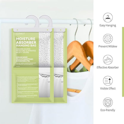 CLEVAST Moisture Absorbers Packets - 15.2 OZ, 6 Pack Large Dehumidifier Bags for Closet, Hanging Humidity Absorber in Wardrobes, Bedrooms, Bathrooms - Jasmine Scented