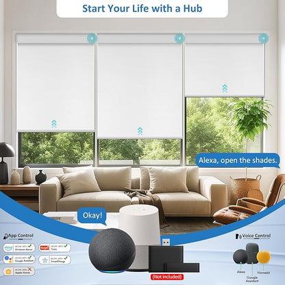No Drill Motorized Blinds with Remote, No Tools Automatic Blinds for Window, Blackout Motorized Shades, Light-Filtering Smart Blind, Dry Battery, Customized Size, White