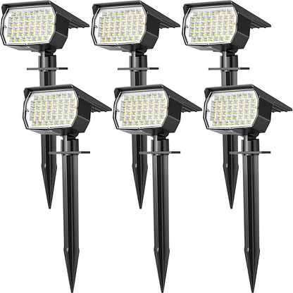 WENATY Solar Spot Lights Outdoor Waterproof IP65, 6 Pack Landscape Spotlights with 46 LEDs, 3 Modes Auto On/Off Solar Powered Flood Lights for Outside Pathway, Yard, Garden, Walkway (Cool White)