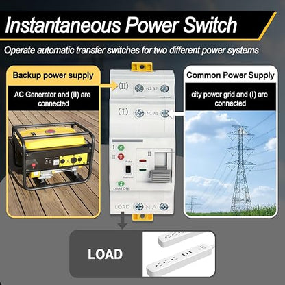 Ketofa 2P 63A 110V Automatic Transfer Switch, Uninterruptible Power, White