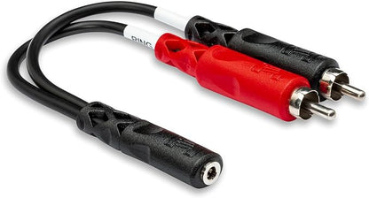 Hosa YMR-197 Stereo Breakout, 3.5 mm TRSF to Dual RCA | 1/8" to RCA cable with 6-inch length for smartphones, MP3 players and home theater systems